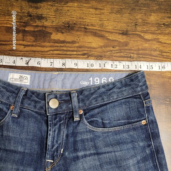 Vtg GAP Jeans 2 L Sexy Boot Low Rise Medium Wash Stretch Denim Y2K Western - Picture 6 of 12